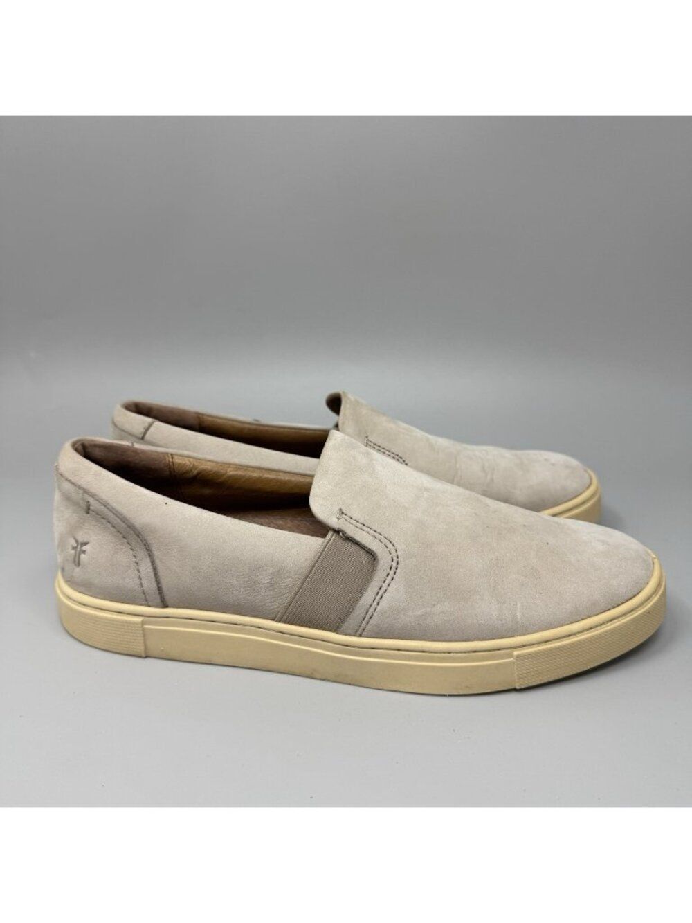 FRYE Ivy Womens Size 7.5M Beige Suede Leather Slip on Sneaker Shoes